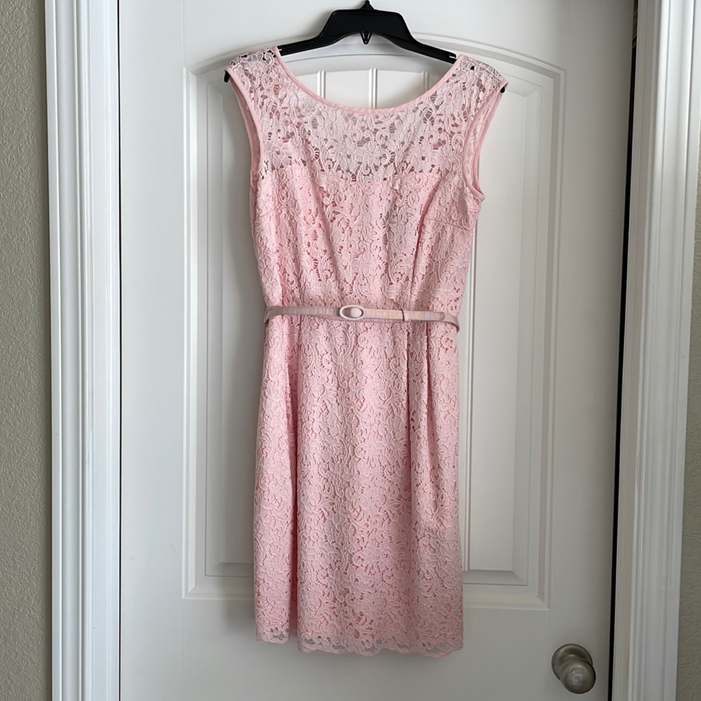 Whbm Pink Lace Midi Dress, Size 4